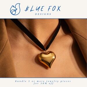 *NEW* 18K Gold Plated Stainless Steel Large Heart Choker Necklace (GOLD)